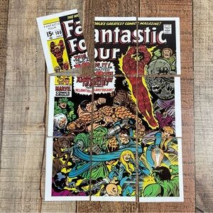 Vintage 80's Marvel Fantastic Four Cardboard Puzzle Comic Book Style